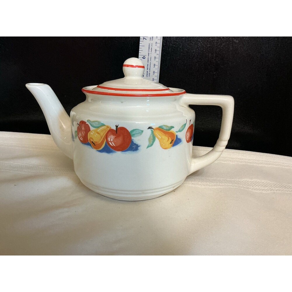 Vintage Fruit Decorated Ceramic Teapot